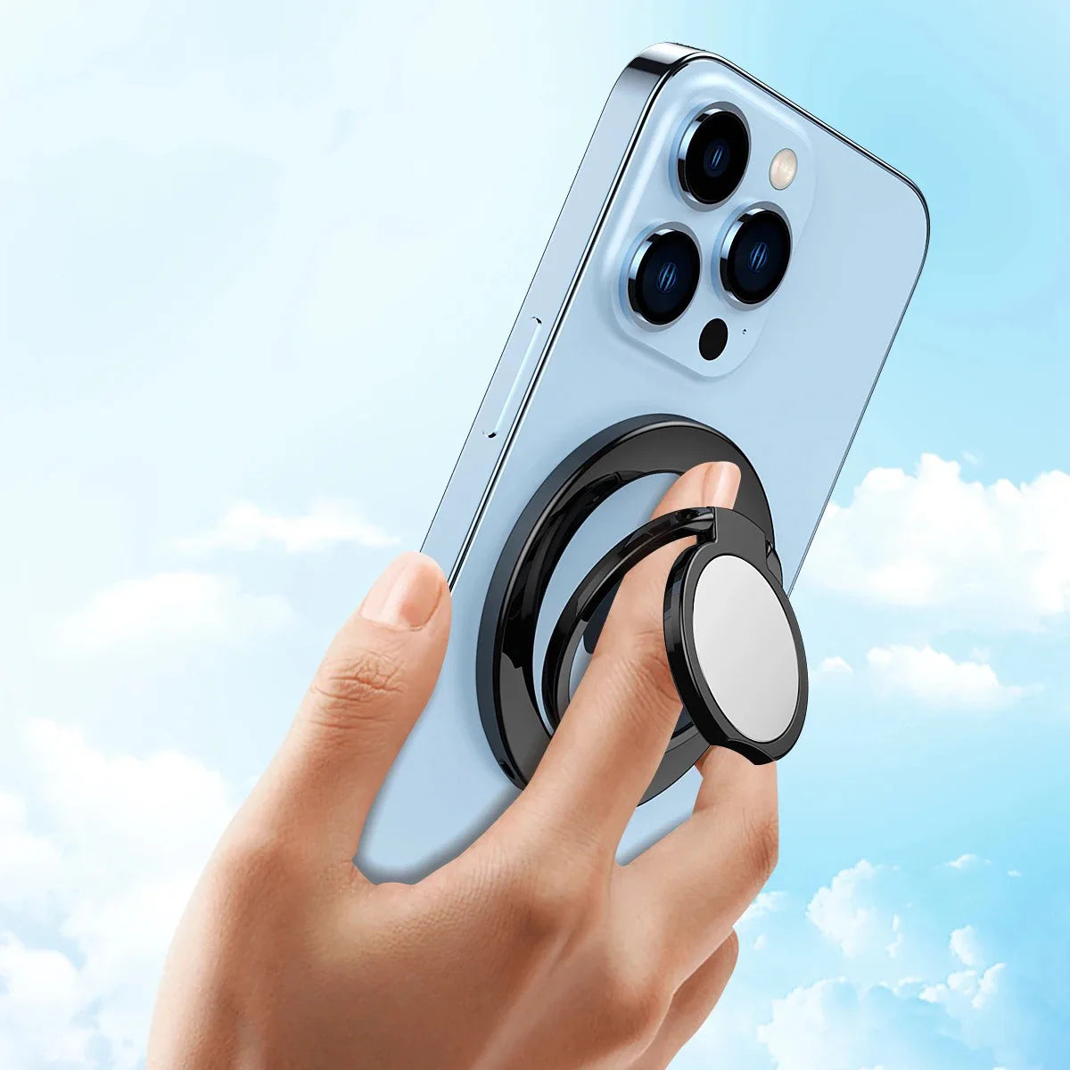 Magsafe Metal 3-Section Middle Disc Magnetic Suction Ring Bracket 360° Rotating Charging Universal Folding Ultra-Thin Lifting C