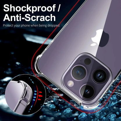 Luxury Clear Shockproof Case For iPhone 15 14 13 12 11 Pro Max Phone Cover on iPhone 13 12 14 15 Plus Back Cover Clear Case