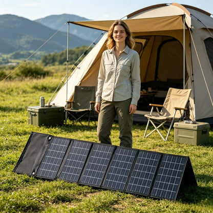 Portable Solar Charger 50W 90W Foldable ETFE Waterproof Solar Power Bank With Dual USB DC Output For Outdoor Emergency Camping