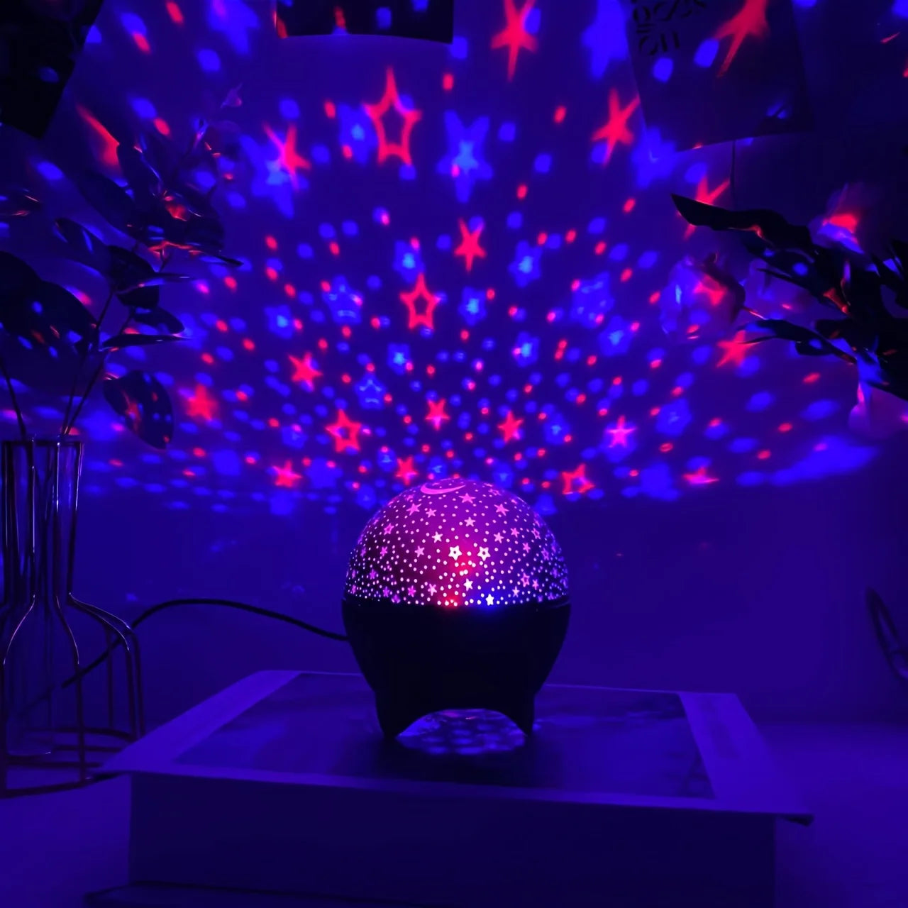 LED Night Light Starry Sky Galaxy Moon Projector Light Auto Color Changing USB 5V RGB Ambient Light for Kids Room Birthday Party