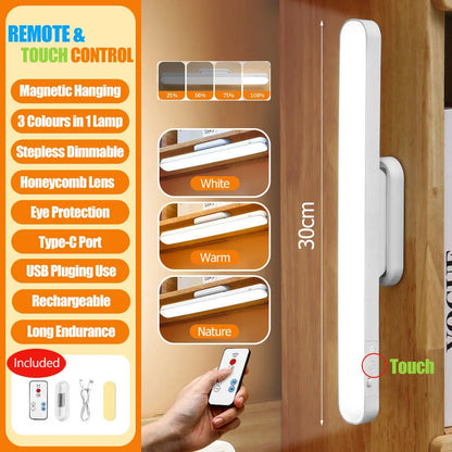 LED Desk Lamp Magnetic Night Light USB Rechargeable Table Lamp Remote Eye-protection Reading Light (Optional Solar Charging)