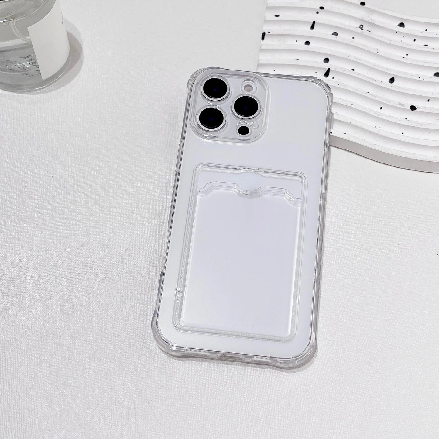 Clear Shockproof ID ATM Card Slot Protection Cover For iPhone  16 15 14 13 12 11 Pro Xs Max Mini 16e X XR Silicone Phone Case