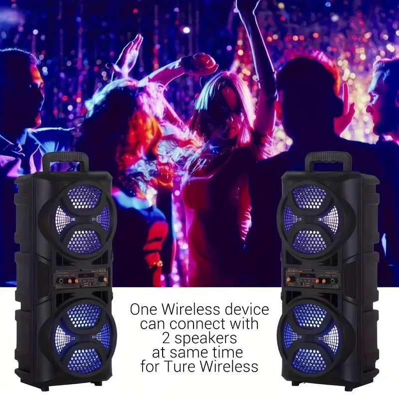 Portable Bluetooth Speaker, Equipped with A Subwoofer Stereo System, Outdoor Party Speaker, LED Colorful Lighting Effect