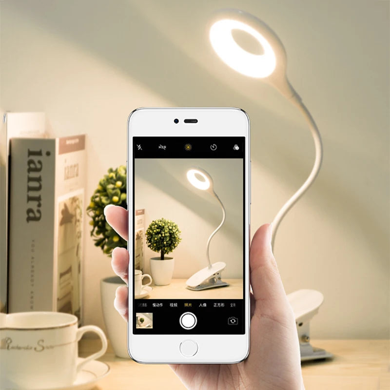 LED Desk Lamp Clip On Type USB Charging With Built In Lithium Battery Touch Dimming 3 Modes Learning Reading Table Lamp