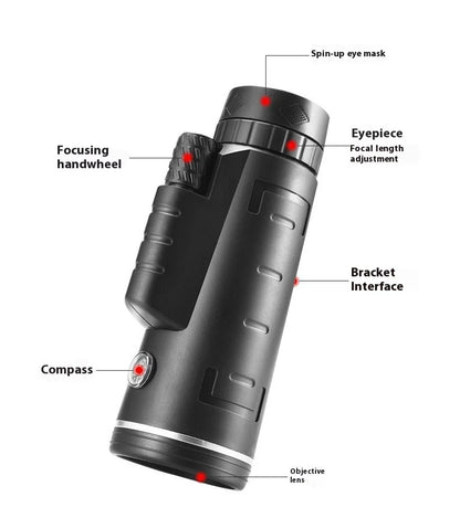 Monocular 40X60 HD Telescope Professional Night Powerful Binoculars Waterproof Mini Pocket Zoom with Smartphone Hunting Camping