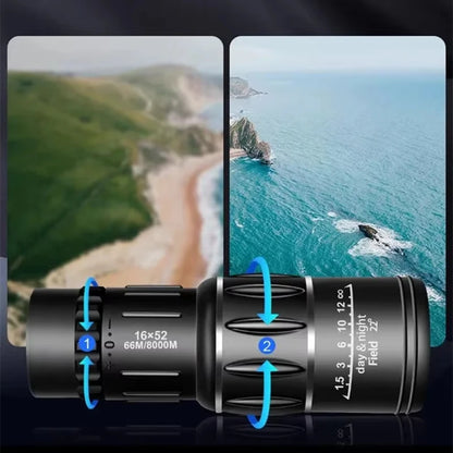 16x52 Monocular Binoculars Dual-focus Large-aperture Birdwatching Scope Photography Low-light Night Vision Hunting Camping