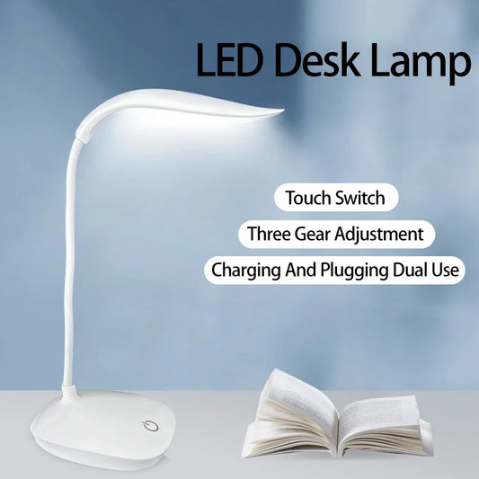 LED Reading Desk Lamp – USB Rechargeable Touch-Dim Table Light