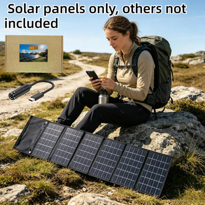 Portable Solar Charger 50W 90W Foldable ETFE Waterproof Solar Power Bank With Dual USB DC Output For Outdoor Emergency Camping