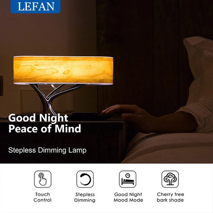 Smart Bedside LED Desk Lamp Built-in Bluetooth Speaker Wireless Phone Charger Smart LED Dimmable  Lamp Cafe Bar Table Light