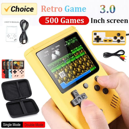 Retro Portable Mini Handheld Video Game Console 8 Bit 3.0 Inch Color LCD Kids Color Game Player Built in 500 Games