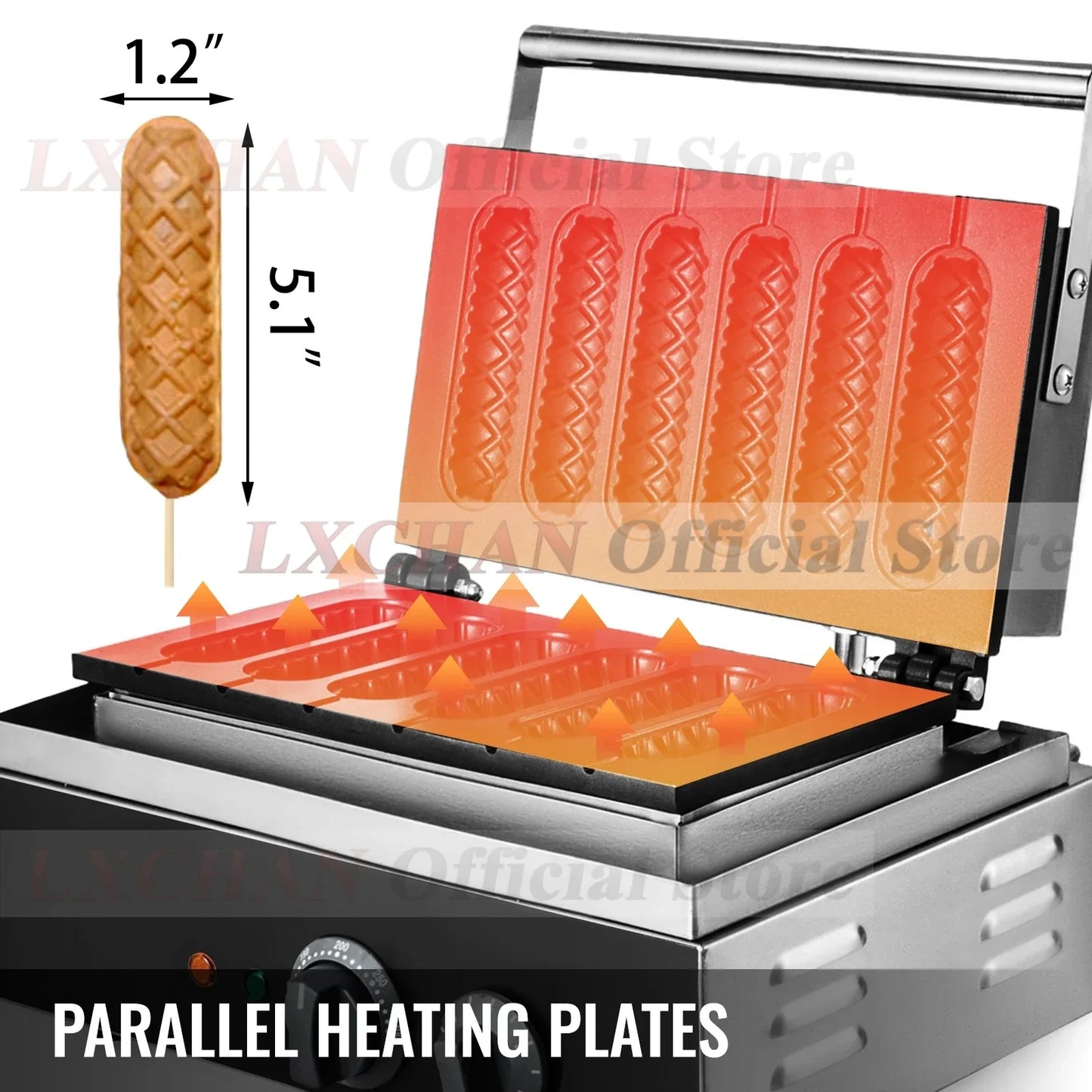 HomeWise 6PCS Electric Waffle Sausage Maker Non-Stick Lolly Stick Muffin Crispy French Corn Hot Dog Machine Kitchen Home