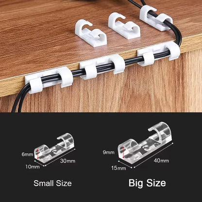 Cable Clips Organizer Drop Wire Holder Cord Management Self-Adhesive Cable Manager Fixed Clamp Wire Winder For Home Office Car