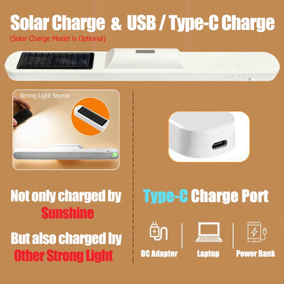 LED Desk Lamp Magnetic Night Light USB Rechargeable Table Lamp Remote Eye-protection Reading Light (Optional Solar Charging)