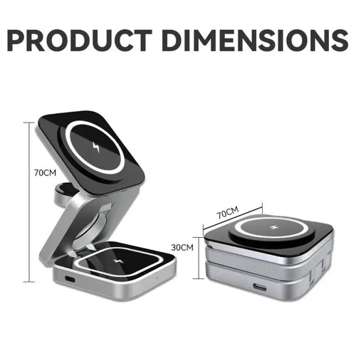 Foldable 3-in-1 Wireless Charging Stand – Phone, Earbuds & Smartwatch Charger