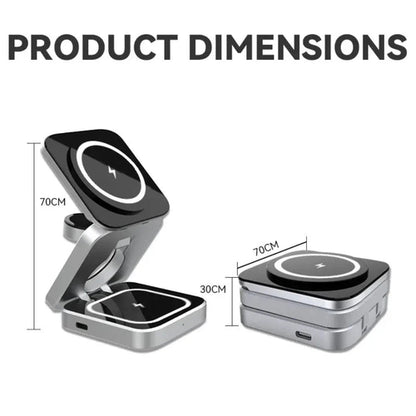 Foldable 3-in-1 Wireless Charging Stand – Phone, Earbuds & Smartwatch Charger