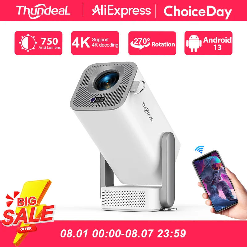 ThundeaL HD Mini Projector TD80 Pro Full HD 1080P 4K Video WIFI Android Portable Projector TD80Pro Home Theater Cinema PK TD80W