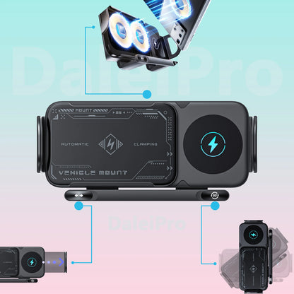 Universal Car Phone Holder Wireless Charger Phone Mount Intelligent Induction Electric Rotation Phone Holder Charger Magsafe