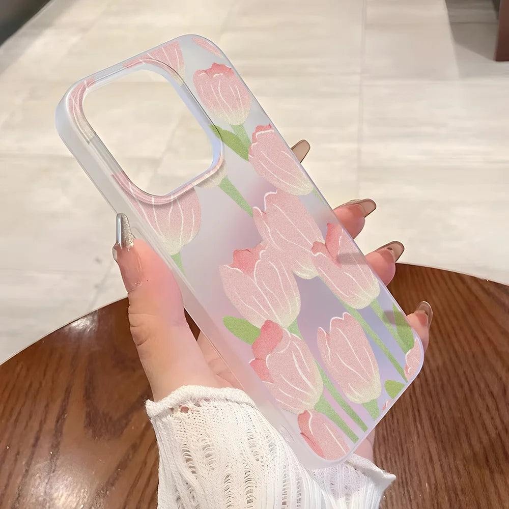 Matte Soft Silicone Phone Cases for iPhone 15 Case iPhone 16 13 17 Pro Max 14 11 12 Pro 15 16 Plus Flower Clear Shockproof Cover