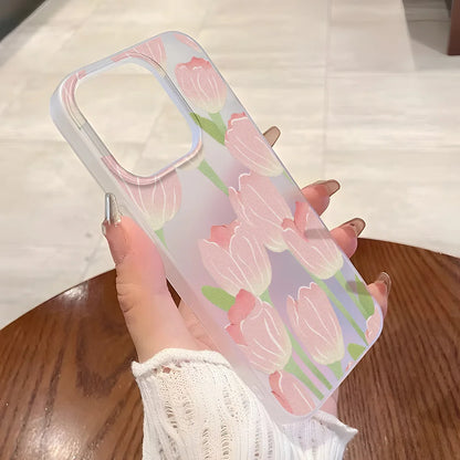 Matte Soft Silicone Phone Cases for iPhone 15 Case iPhone 16 13 17 Pro Max 14 11 12 Pro 15 16 Plus Flower Clear Shockproof Cover