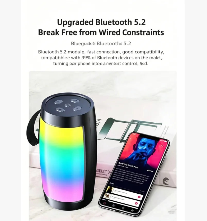 Bluetooth Wireless Speakers Powerful Portable Sound Box Subwoofer Car Audio Bass MP3 Player Sound System LED Lights