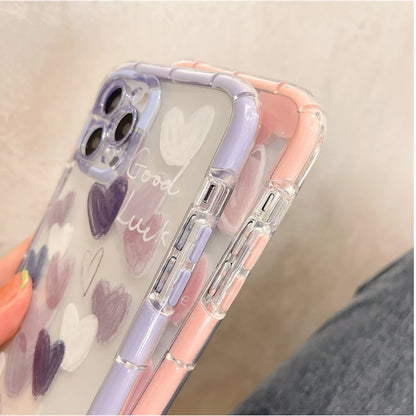 Clear Phone Cases For iPhone 13 Case iPhone 17 Air 16e 15 16 12 11 14 13 Pro Max Funda Love Heart Soft Silicone Shockproof Cover