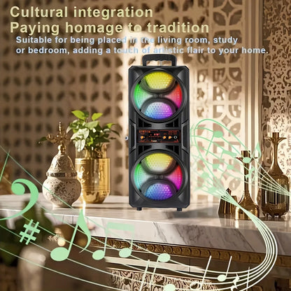 Portable Bluetooth Speaker, Equipped with A Subwoofer Stereo System, Outdoor Party Speaker, LED Colorful Lighting Effect