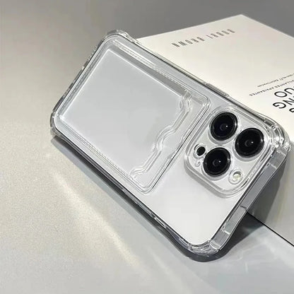 Shockproof Clear Phone Case for iPhone 15 14 13 12 11 Pro Protection Back Card Pocket Cover
