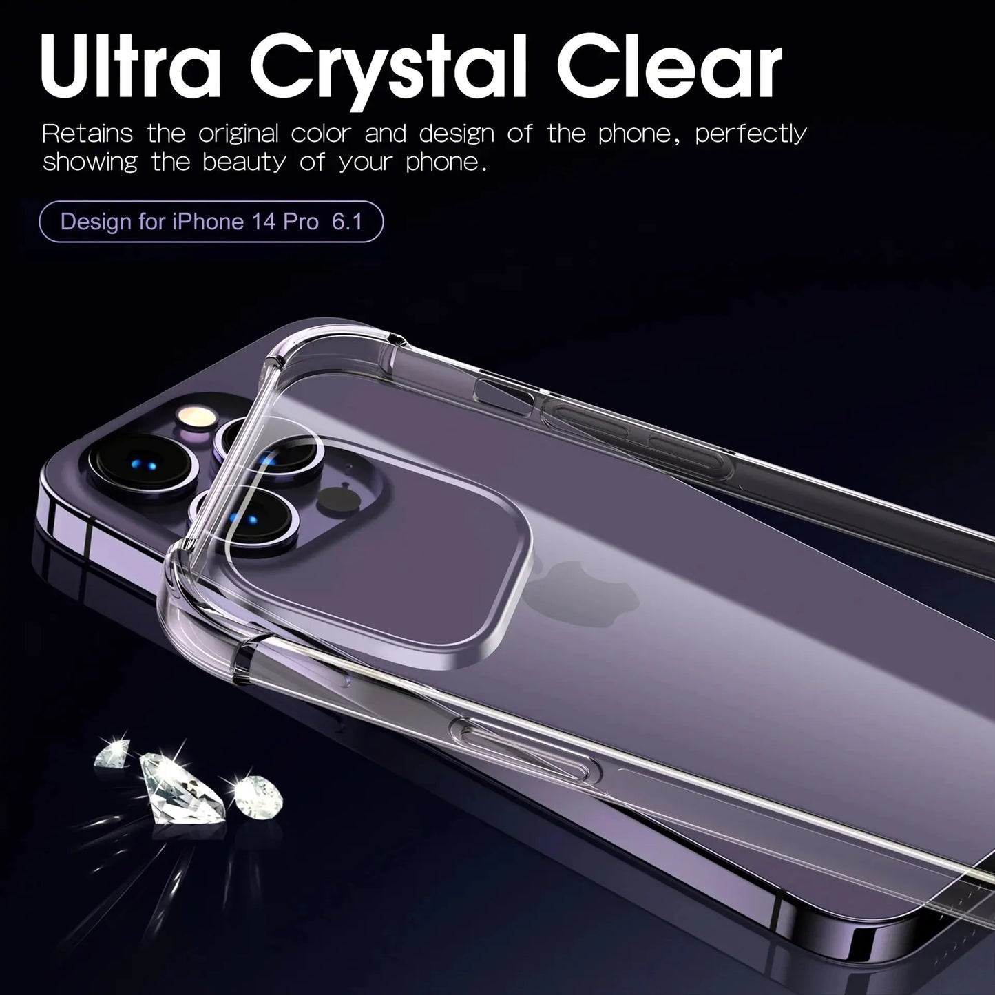 Luxury Clear Shockproof Case For iPhone 15 14 13 12 11 Pro Max Phone Cover on iPhone 13 12 14 15 Plus Back Cover Clear Case