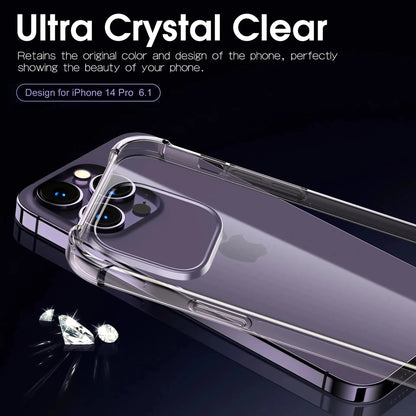 Luxury Clear Shockproof Case For iPhone 15 14 13 12 11 Pro Max Phone Cover on iPhone 13 12 14 15 Plus Back Cover Clear Case