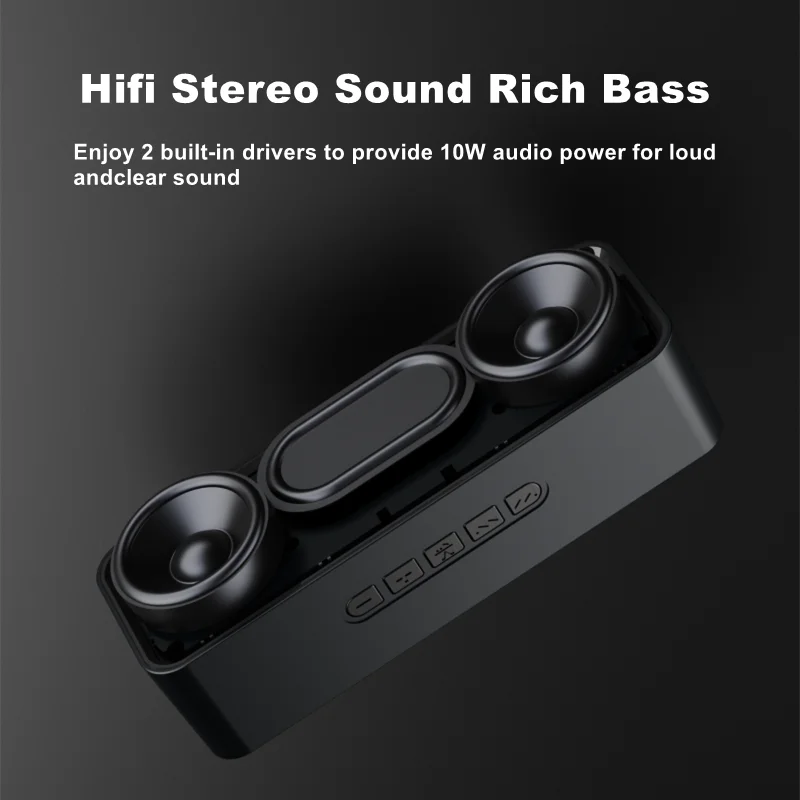 Bluetooth Speaker Portable Wireless,10W Dual Driver Stereo Loud Bass,TWS FM TF USB AUX Hands-Free,BT 5.0 10H Home Outdoor Party