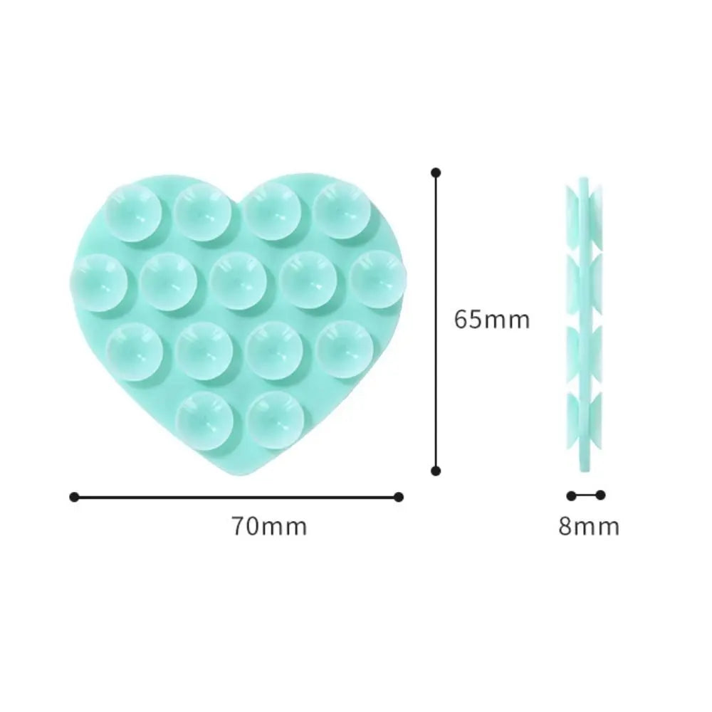 Heart-shape Sucker Support Silicone Sucker Strong Adsorption Mobile Phone Fixed Pad Hand-Free Washable Suction Cup Bracket