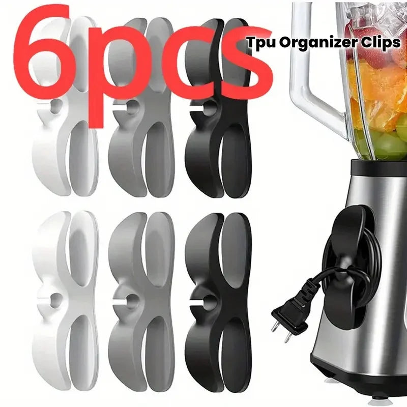 Cable Management Clips 6-Pack, Universal Fit for Kitchen Appliances to Secure Cords, Practical Design