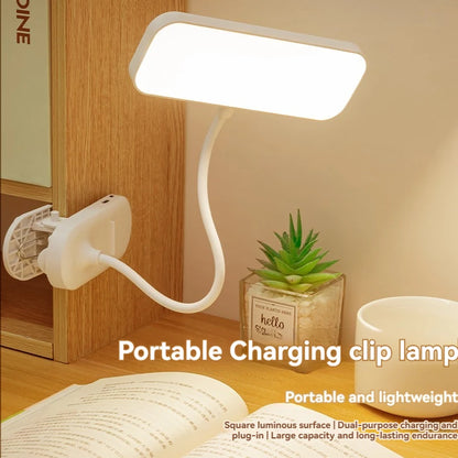 Clip-on LED USB Charging Desk Lamp for College Students, Dormitory Desk and Bedroom Reading Lamp, Suitable for Office, Study, Be