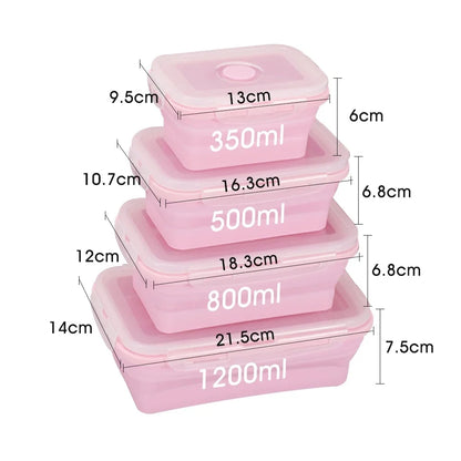Collapsible Food Storage Containers with Lids & Vent, 11.8 oz, Kitchen Stacking Silicone Collapsible Meal Prep Container Set for