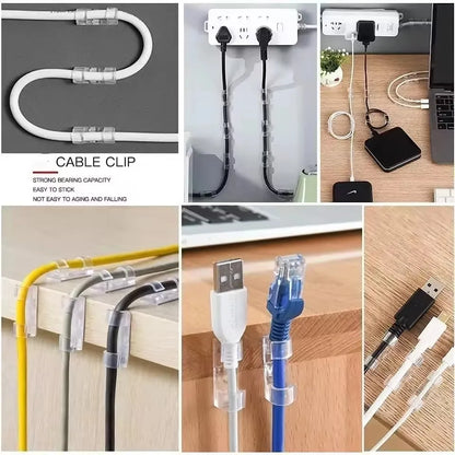 Cable Clips Organizer Drop Wire Holder Cord Management Self-Adhesive Cable Manager Fixed Clamp Wire Winder For Home Office Car