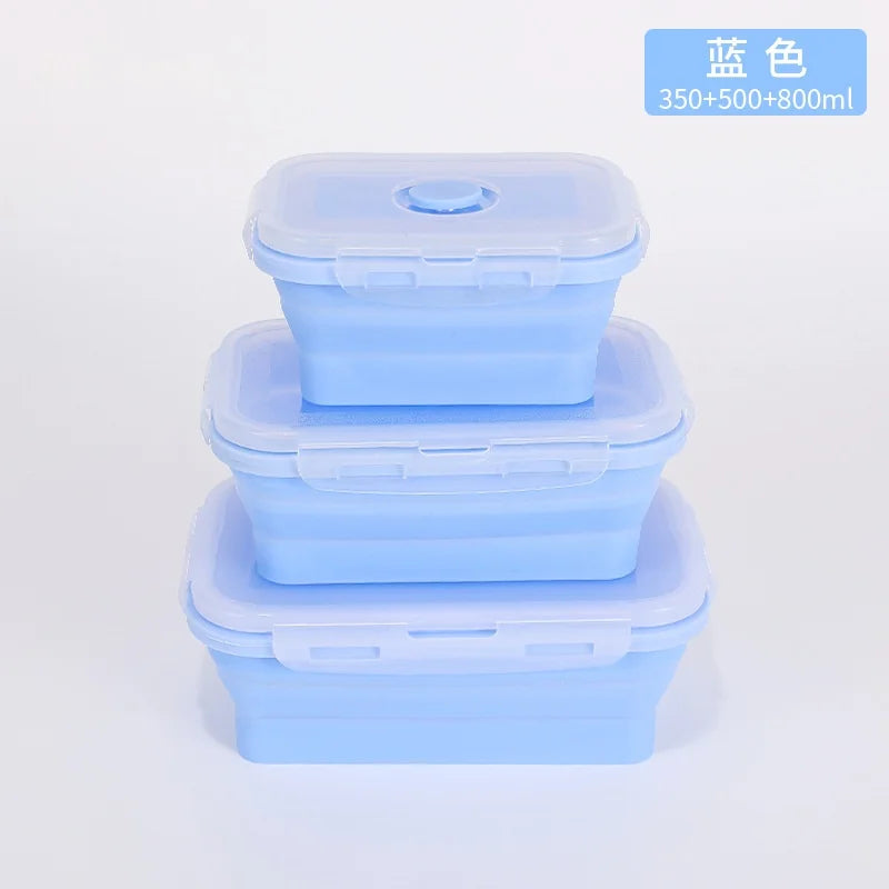 Collapsible Food Storage Containers with Lids & Vent, 11.8 oz, Kitchen Stacking Silicone Collapsible Meal Prep Container Set for