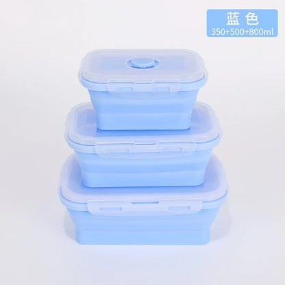 Collapsible Food Storage Containers with Lids & Vent, 11.8 oz, Kitchen Stacking Silicone Collapsible Meal Prep Container Set for