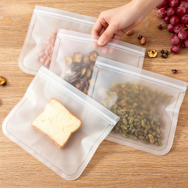 Silicone Food Storage Containers Reusable Food Storage Bags Lunch Bags Stand Up Zip Shut Bag Cup Fresh Food Leakproof Containers