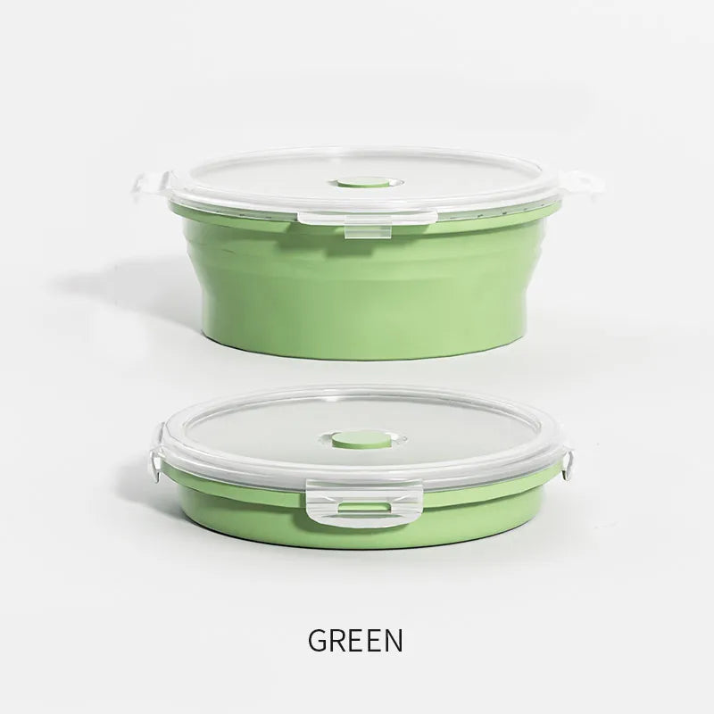 Collapsible Food Storage Containers Round with Lid,Kitchen Stacking Silicone Collapsible Meal Prep Container Dishwasher Safe
