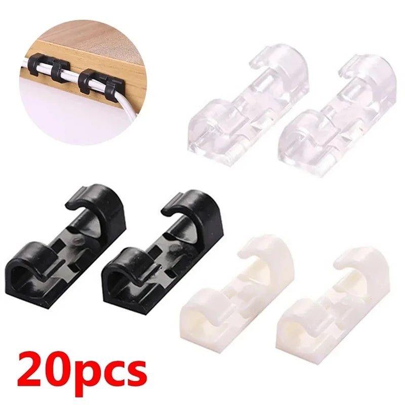 Cable Organizer Clips Cable Management Desktop Workstation ABS Wire Manager Cord Holder USB Charging Data Line Bobbin Winder