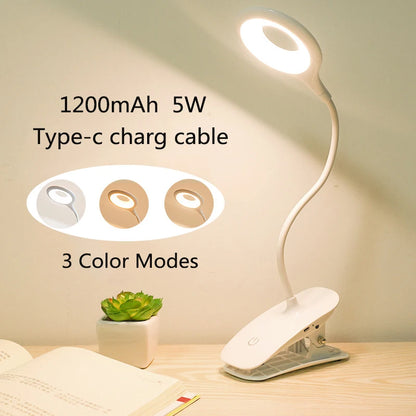 LED Desk Lamp Clip On Type USB Charging With Built In Lithium Battery Touch Dimming 3 Modes Learning Reading Table Lamp