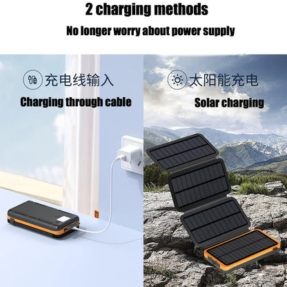 New Portable Solar Power Bank 50000mAh Large Capacity Charger Compatible with IOS Android USB-A And USB-C Fast Charging outdoor