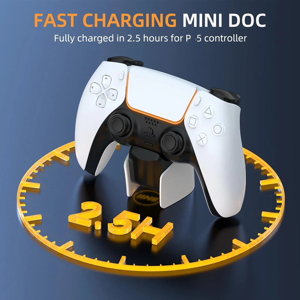 Mini Charging Dock for PS5 Controller Fast USB Charging Station for PS5 DualSense Edge Controller with Charger Indicator