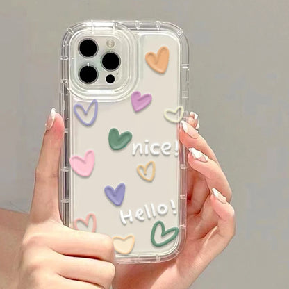 Clear Phone Cases For iPhone 13 Case iPhone 17 Air 16e 15 16 12 11 14 13 Pro Max Funda Love Heart Soft Silicone Shockproof Cover