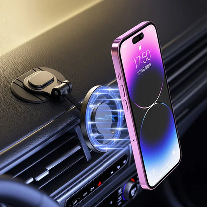 Magsafe Car Mount 360° Rotation All-Metal Magnetic Phone Holder for Car Dashboard Strong Magnets Folding Car Phone Holder Mount
