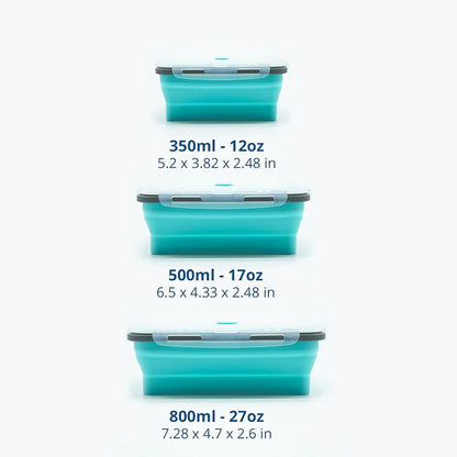 Collapsible Silicone Food Storage Containers with Lids, Freezer & Dishwasher Safe Foldable Lunch Box for Camper Leftovers Snacks