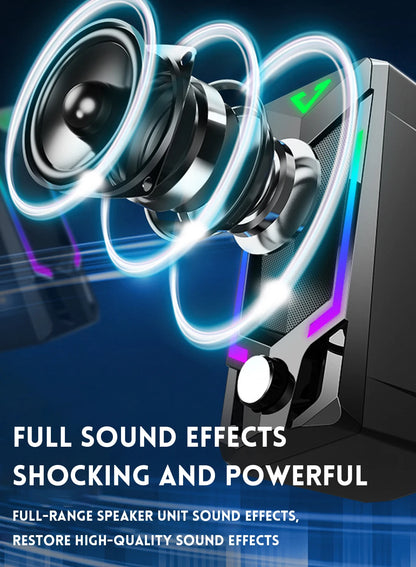 Bluetooth RGB Computer Speaker, Desktop Computer Speaker, Laptop Speaker, Desktop Stereo Speaker, USB Powered, with LED Ambient
