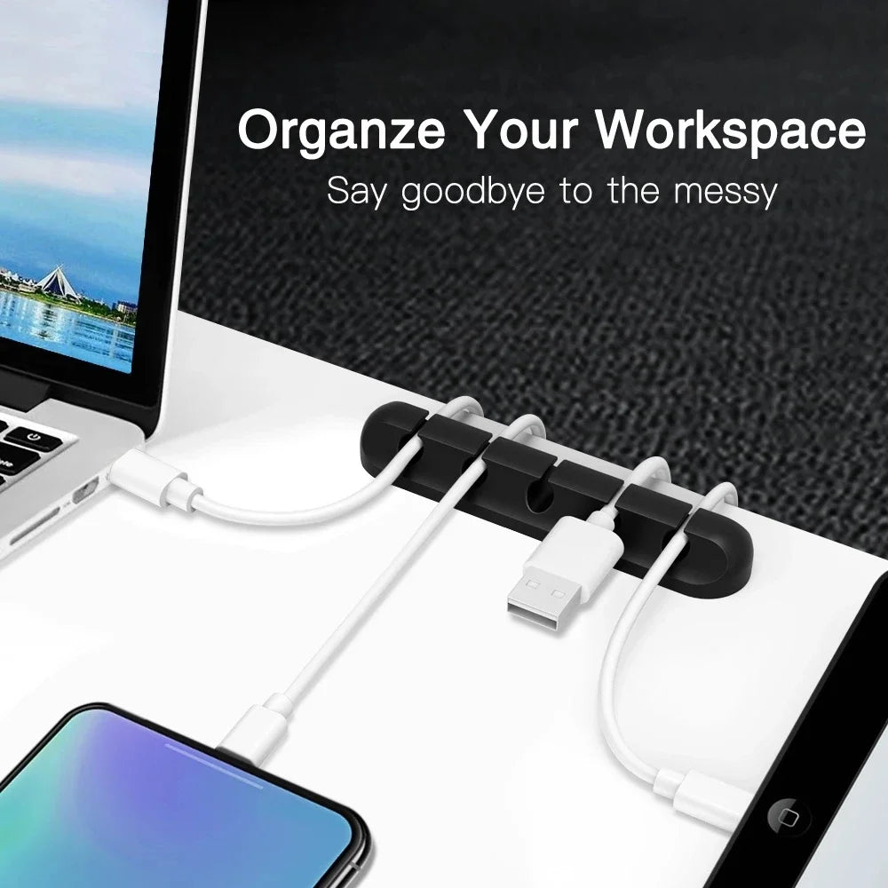 Cable Holder Clips Cable Management Cord Organizer Clips Silicone for USB Charging Cable Mouse Cable Wire PC Office Home Car