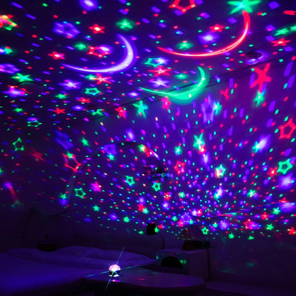 LED Night Light Starry Sky Galaxy Moon Projector Light Auto Color Changing USB 5V RGB Ambient Light for Kids Room Birthday Party