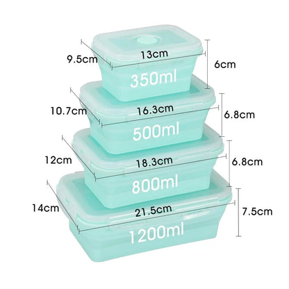 Collapsible Food Storage Containers with Lids & Vent, 11.8 oz, Kitchen Stacking Silicone Collapsible Meal Prep Container Set for